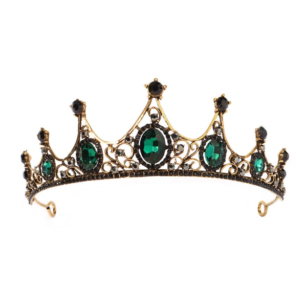 Vintage Grønn Rhinestones Crystal Wedding Crown Brude Tiara