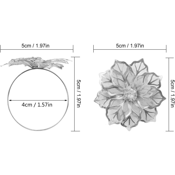 12 Serviettringer med Uthulte Blomster Serviettholdere (Sølv)