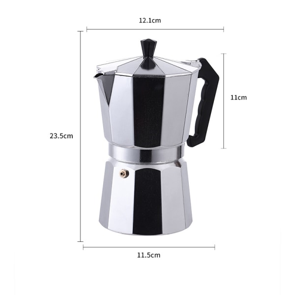 12 kop kaffemaskine, lavet af aluminium, 600 ml
