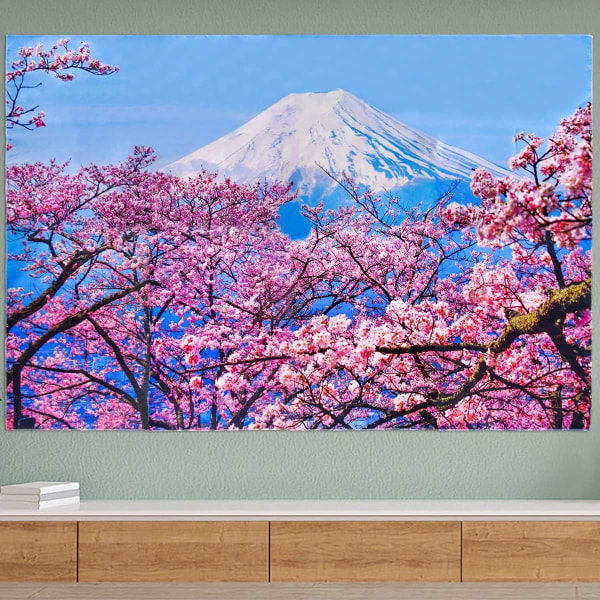 Mount Fuji Cherry Blossom Tapestry Vægophæng, 150x100cm