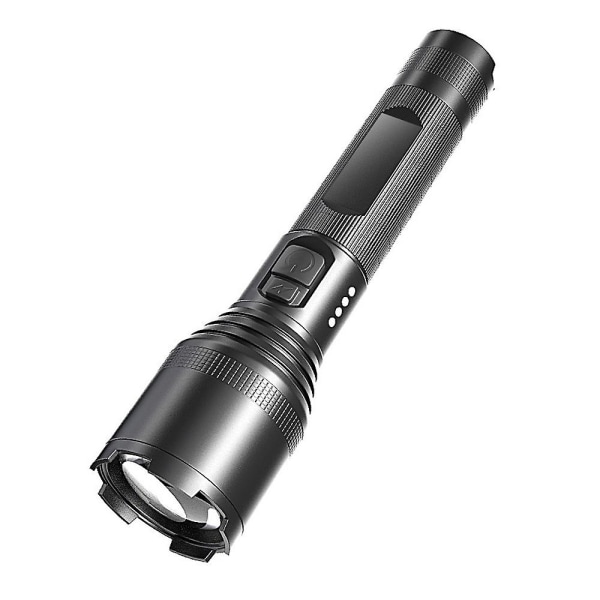 Led ficklampa uppladdningsbar zoombar ficklampa med batteri och USB-kabel