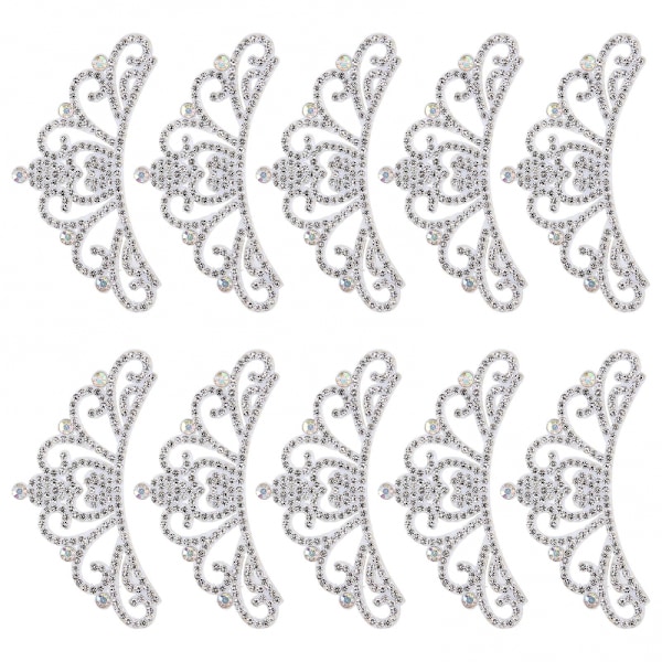 Rhinestone Kroneformede Patches 10PCS Hvidt Klud Applikation 8.8x4.5cm Tilbehør