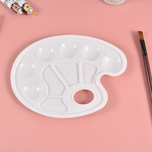 Sæt med 2 hvide ovale plastmalingspaletter