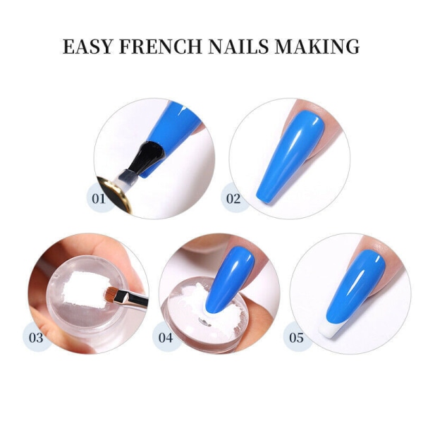 Silikon Nail Art Stämpling Kit Fransk Design för Manikyr Plate Stamp Polis