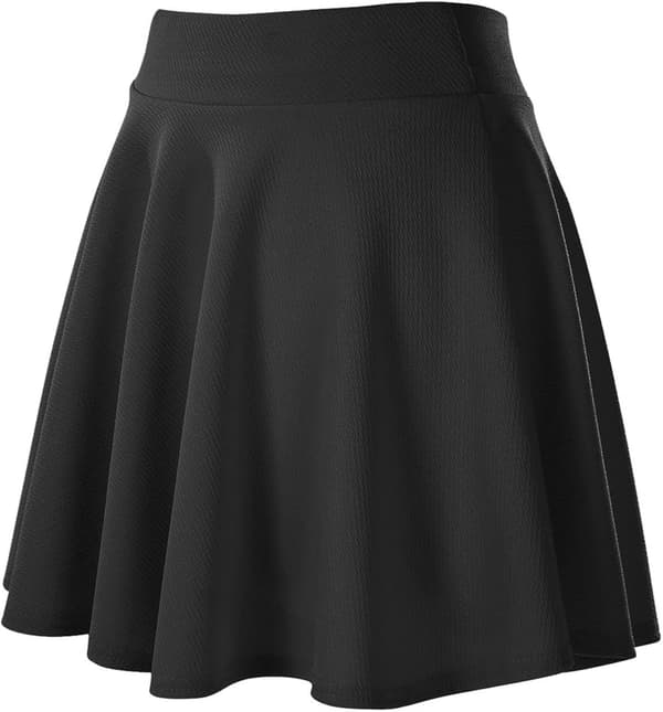 Kvinde Basic Versatile Stretch Flare Casual Mini Skate Skirt,XL