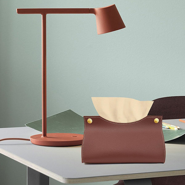 Læder Servietbeholder, Servietholder Servietdispensere, Nordisk Stil Servietbeholder, Sammenklappelig Servietbeholder til Hjemmet, Papir Servietdispenser (Mørkebrun)
