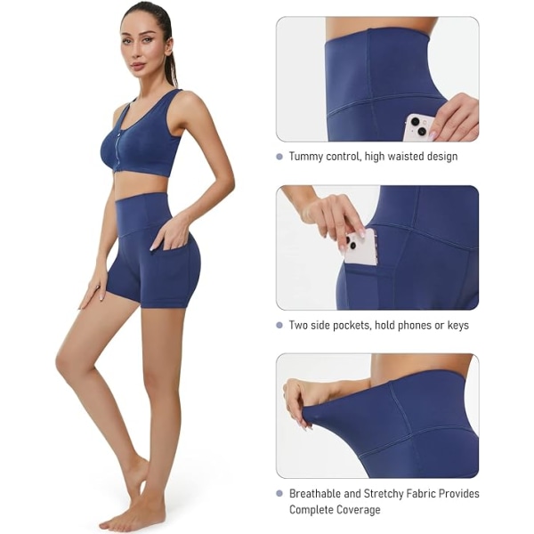 Kvinnors 8''/5'' Hög midja Aktivt slitage Shorts Yoga Leggings, Magkontroll
