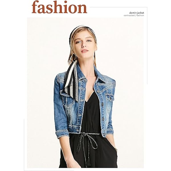 Kvinners Casual Denim Jakke Jeans Topper Halv Ermet Trucker Frakk Yttertøy Jente