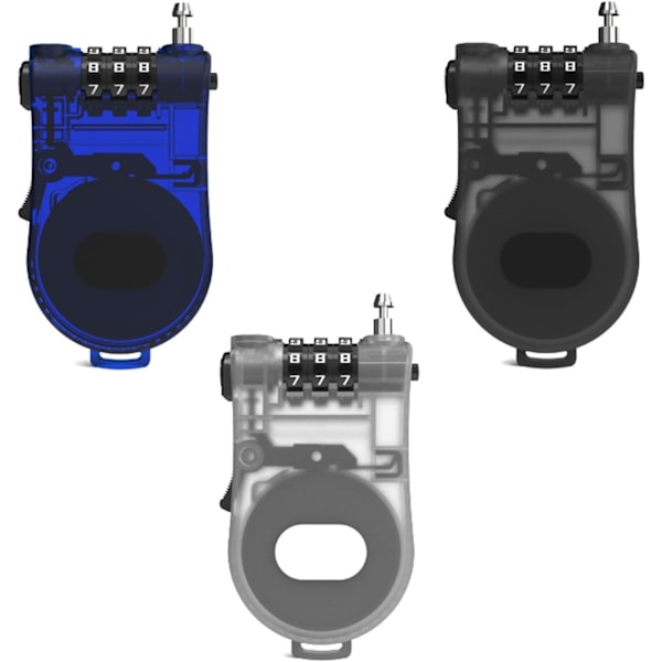 Paket med 3-siffrigt kombinationshänglås med infällbart kabel, justerbar längd upp till 1m, lösenordsåterställningsknapp, lätt att använda, lämplig för reseväska