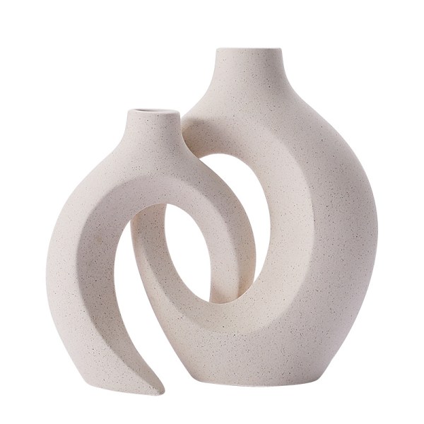 Keramisk vas, designvas, vit blomvas, modern bordsvasdekoration