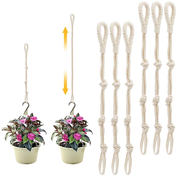 6-pack Macrame växt hängare inomhus hängande planter för växter hållare, olika storlek för Boho heminredning, Elfenben