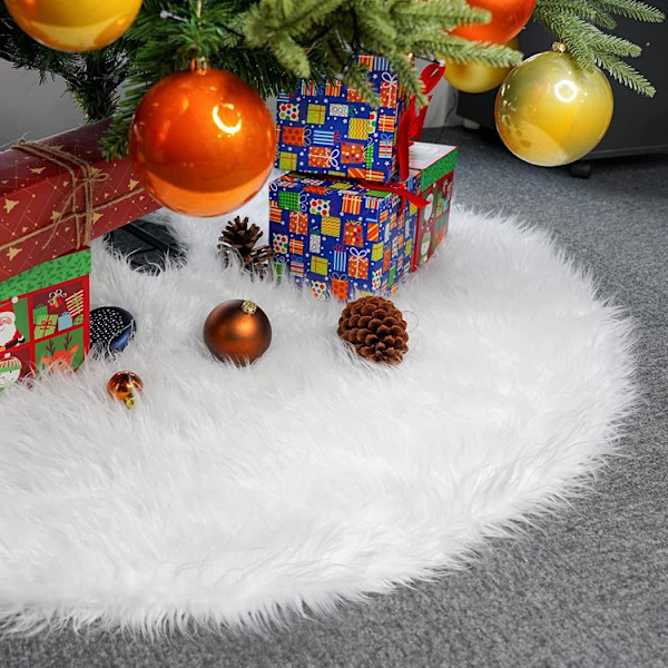 Plush Julgransskjort, Plush Julgransskjort, Julgransskjort, Vit Plush Trämatta, Rund Julgransbasöverdrag, för Julhelgen