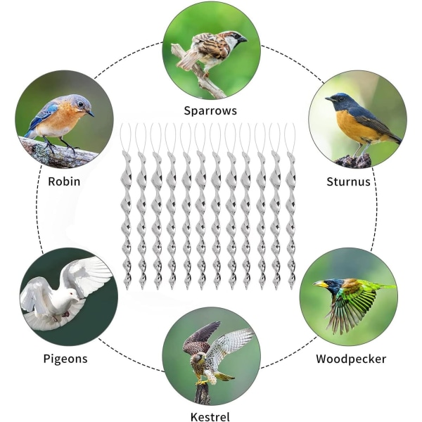 Fågelskrämma, 12 st 30 cm reflekterande avskräckande medel, duvavvisande 360 D