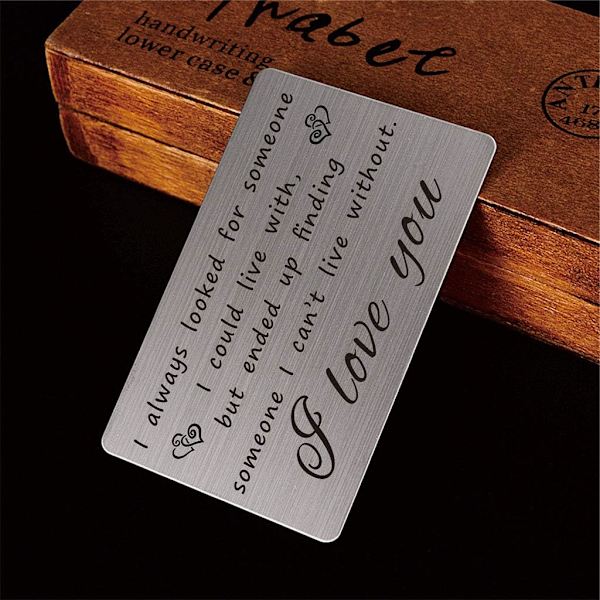 Stålplånbok Love Note Add-on, Graverade kort för män, Mini Love Notes