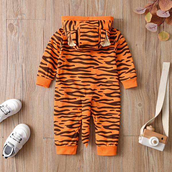 Nyfødt baby drenge piger 3D tegneserie dyr tiger jumpsuit leopard hættetrøje Rom