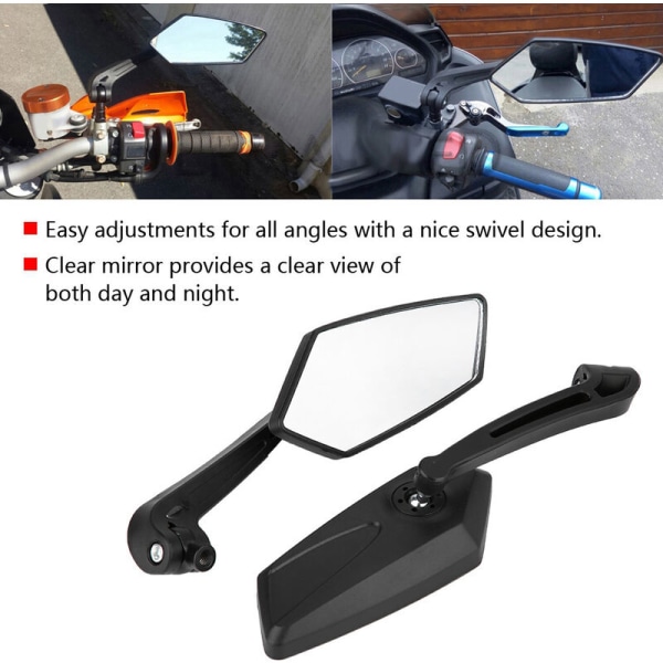2 st set motorcykel svart l-bar & R-bar retro backspegel