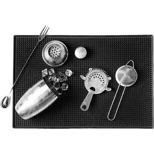 Pieces Bar Mat, Bar Service Mat, Sort Bar Mat, Velegnet til Bar eller Hjem, Bruges til at Fiksere Vinglas (Sort), 30*15cm