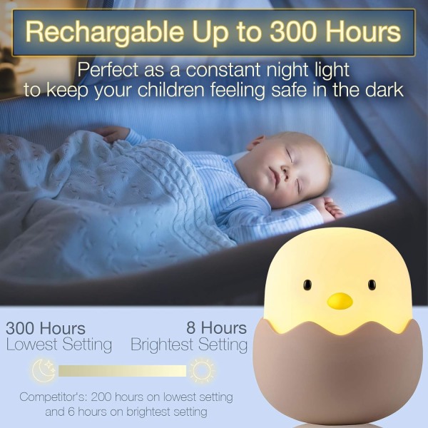 Nattlampa för barn | Baby Nursery Lamp med touch-kontroller  Söt kyckling Be