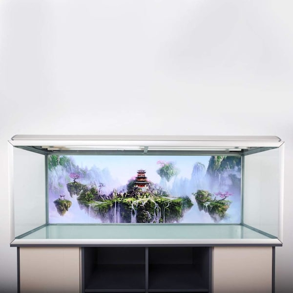 Akvariebaggrundsplakat, 3D PVC Vandtæt Klæbende Fisketank Sky Castle