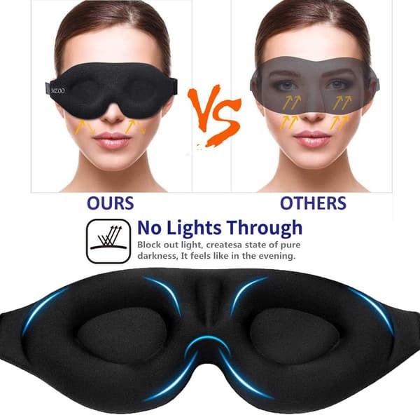 3D Konturerad Kopp Sovmask & Ögonbindel, Konkavt Formades Natt Sovmask