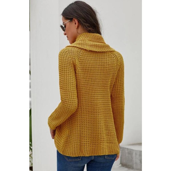 Flicka Tröjor Sköldpadda Krage Asymmetrisk Knapp Slå In Fållen Pullover