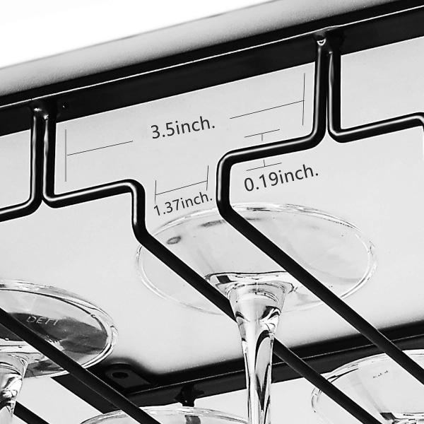 3 platser metall svart under skåp hängande vin champagne glas Simplic