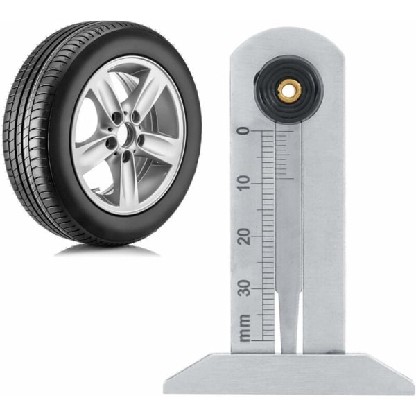 Däckmönsterdjupmätare, Däckdjupmätare Rostfritt Stål Däck Säkerhetslinjal Däckmätare 0-30mm för Bil Motorcykel