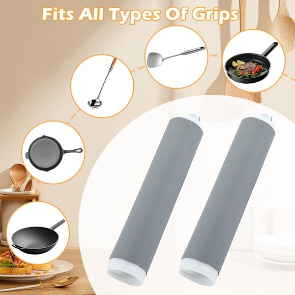 Silikon Håndtak Holder, Silikon Gryteholdergrep, Håndtakgrep Gryteholder, for Jern, Kasserolle, Metall Stekepanner, Stekepanner, Grill, 2 Pakk
