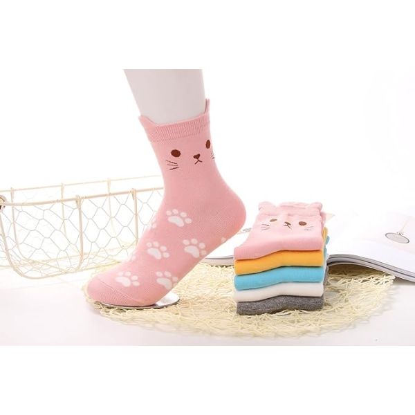 Morsomme sokker for kvinner Søt katt Dyr Moro Trendy Nyhet bomullsgave