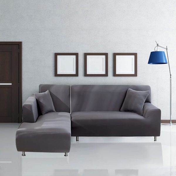Elastiske spandex sofaovertrekk - 2 deler - 2-seter + 3-seter - grå - for L