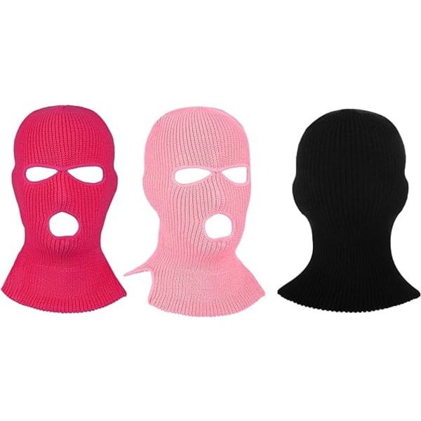 3-reikäinen hiihtobalaklava, talvikasvonaamio, neulottu kaula-aukko, hiihtomaski