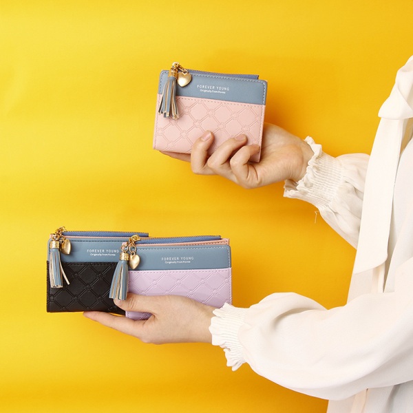 Naisten PU-nahkainen lompakkokortti, jossa on tupsukoristeet, multi