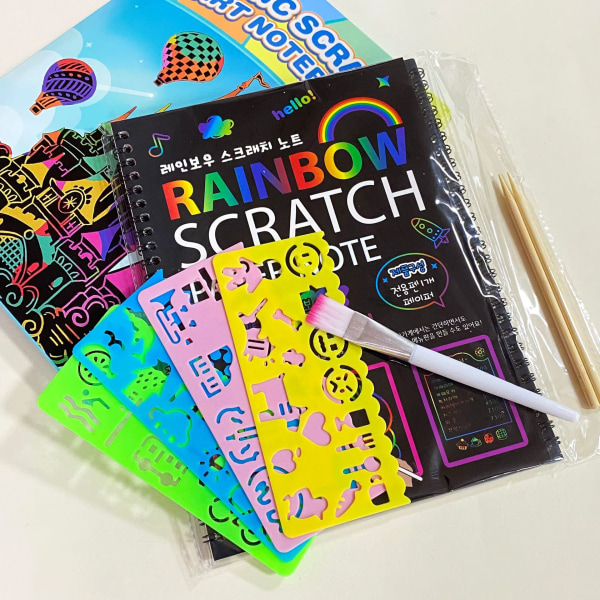 Rainbow Scratch Book for Kids: Craft Magic Paper Gift Set Colorin