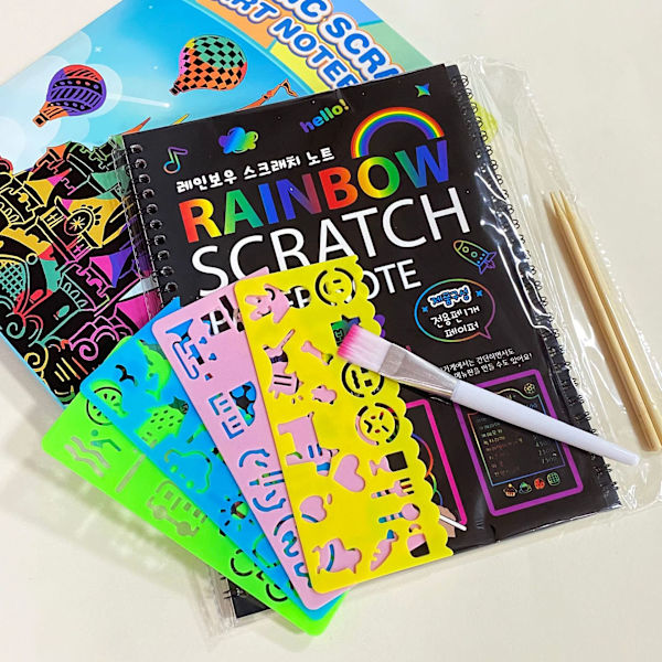 Regnbågs-skrapbok för barn: Craft Magic Paper Presentset Färgläggning Målningstillbehör Kit för tonåringar Flickor Pojkar Födelsedagsfest 3-6 år Gamla Favoritaktiviteter Roligt lärande