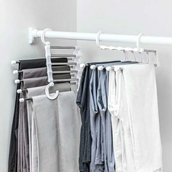 1 pakke buksehengere, plassbesparende S-type for klær, bukser, bukser og