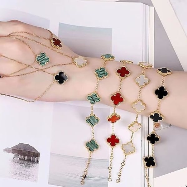 18K forgyldt rustfrit stål Lucky 4 Leaf Link Armbånd Håndled