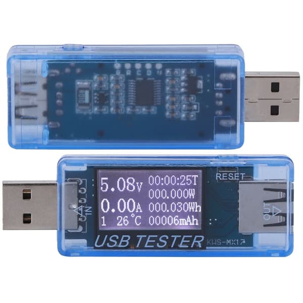 USB Digital Tester Spänning Ström Mätare Voltmeter 8 I 1 Detektor 0-5A 0-150W 4-30V Blå