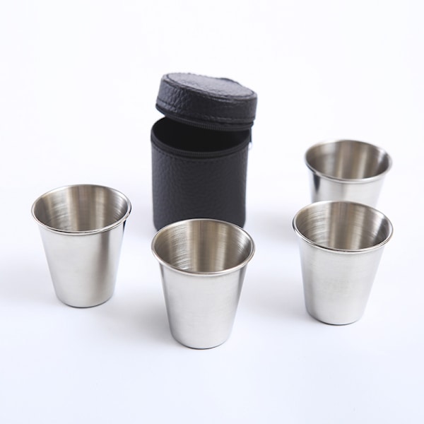 Snap Cups - Snapps Cups - 4-pak rustfrit stål sølv