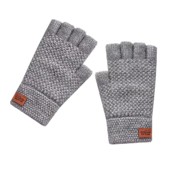 Vinter Fingerless Handsker Til Halv Finger Skrivning Kontor Strikkede A