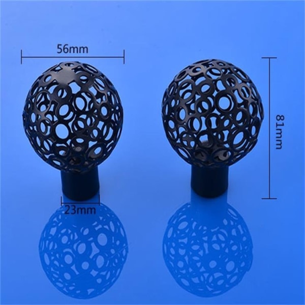 1 par aluminiumlegering gardinstangfinialer for hjemmets vindusgardin (svart)