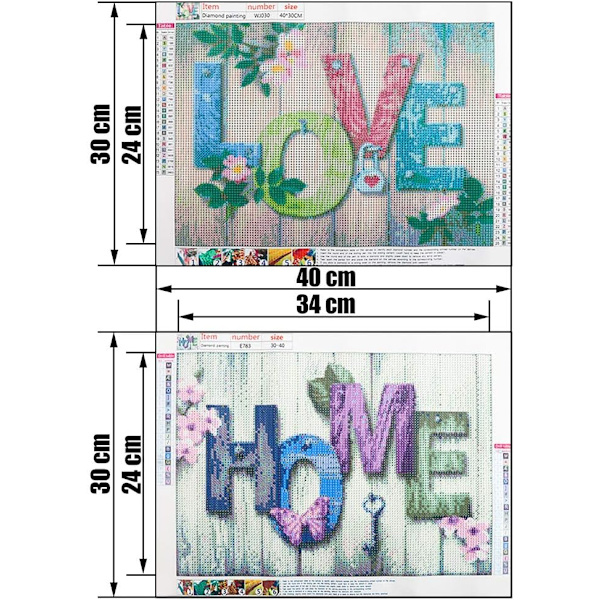 5D DIY Diamantmålningar 2 Kits Kristall Rhinestone Diamantbroderi Måla
