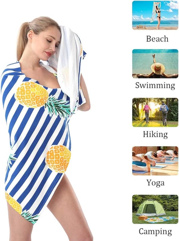 Strandhåndklæde, Oversized Mikrofiber Strandhåndklæder til Rejser, Hurtigtørrende Håndklæde