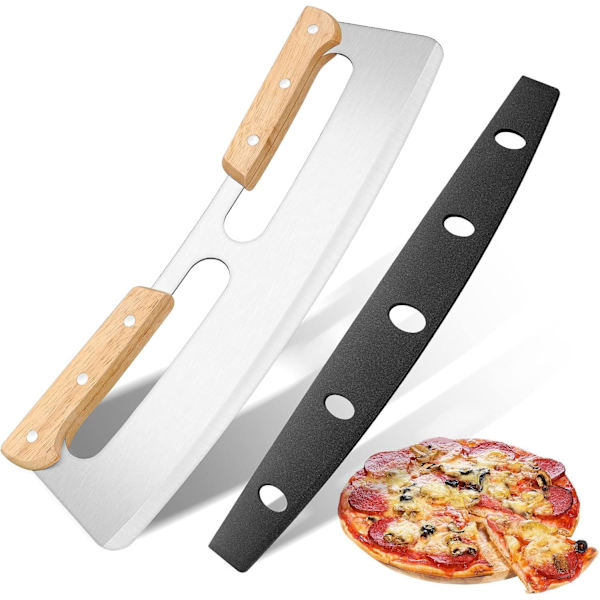 35 cm pizzaleikkuri, keinuvivulla varustettu pizzaleikkuri kaksoispuukahvalla, ruostumattomasta teräksestä valmistettu pizzaleikkurin terä suojakannella, sopii yhteensopiva Cutti