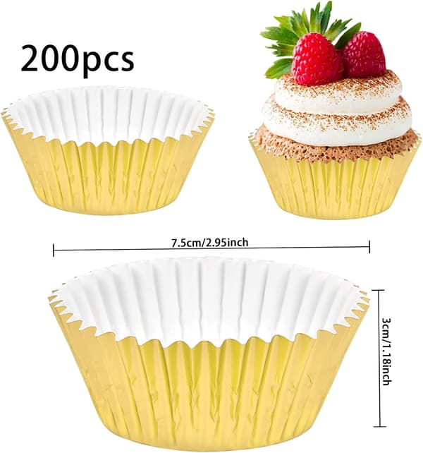 200 st guldpappersformar för muffins, minikakformar, pappersformar för muffins