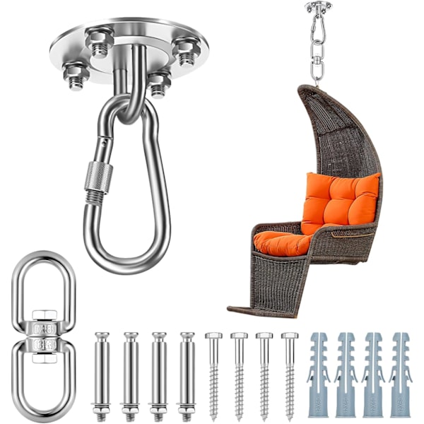Loftkrog, til ophængning af hængestole, gynger og tilbehør, boksestands holder, maksimal belastning 450 kg med 360° rotationsdesign.