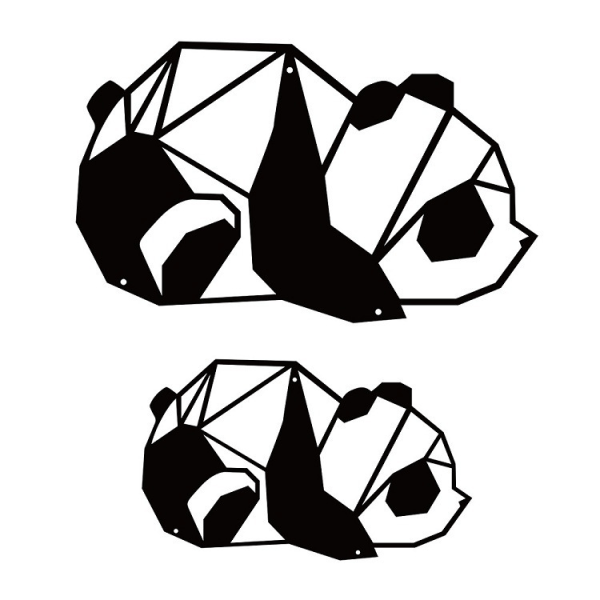 Pandas Metallväggkonst, Vägghängande Dekor Silhuettkonst för Hem Sovrum L