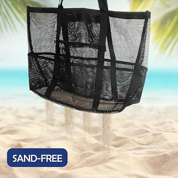 Stor nätstrandväska, anti-sand strandväska handväska strandväska, förvaring B