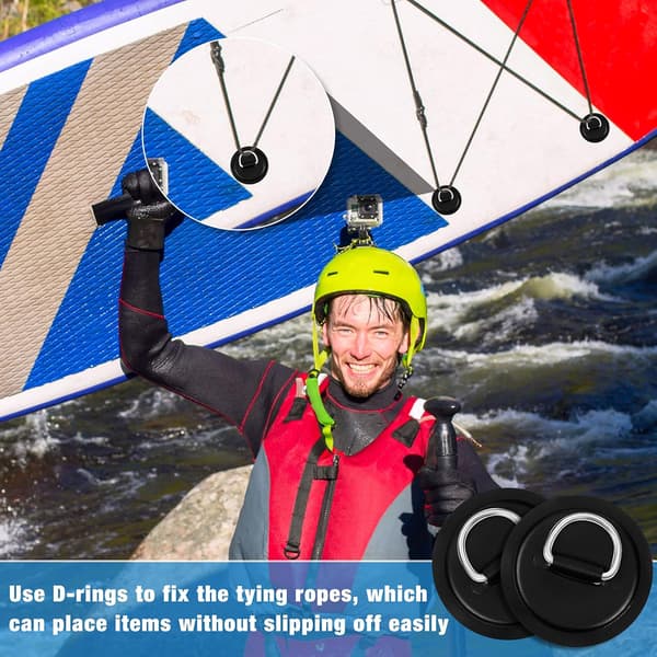 6 stk. rustfrit stål D-ring pude PVC oppustelig båd pude patch D-ring patch til PVC oppustelig båd kajak kano dæk tilbehør