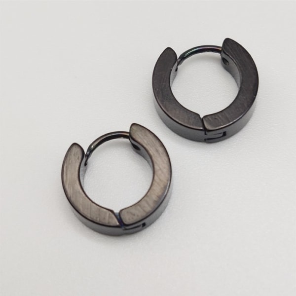 Bøjler/creol-øreringe i kirurgisk stål. (1 par)(sort) sort