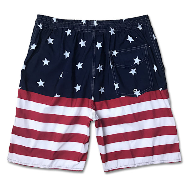 Patriotiska badshorts för män, 4-vägs stretch, klassisk passform, amerikansk flagga